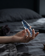 Load image into Gallery viewer, Hot Wife Charms Blue Ribbon Twist Glass Dildo &amp; Butt Plug (B186)
