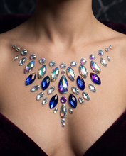 Load image into Gallery viewer, Hot Wife Charms Iridescent Blue &amp; Purple Crystal Jeweled Temporary Breast Sticker