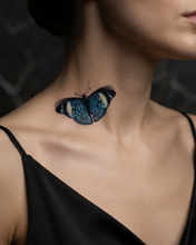 Load image into Gallery viewer, Hot Wife Charms 3D Sapphire Blue Butterfly Temporary Tattoo Sheet (2-in-1 Pack)