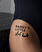 Load image into Gallery viewer, Hot Wife Charms "Daddy's Little Slut" Temporary Tattoo with Silhouette