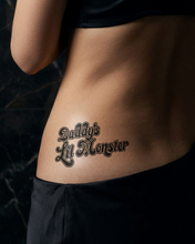 Load image into Gallery viewer, Hot Wife Charms Retro Script "Daddy's Lil Monster" Temporary Tattoo