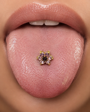 Load image into Gallery viewer, Hot Wife Charms Gold Cubic Zirconia Flower Tongue Ring