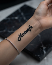Load image into Gallery viewer, Hot Wife Charms "Hotwife" Script Temporary Tattoos - 4 Per Sheet