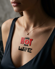 Load image into Gallery viewer, Hot Wife Charms "Hot Wife" Red &amp; Black Block Text Statement Temporary Tattoo
