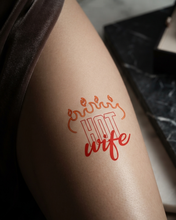 Load image into Gallery viewer, Hot Wife Charms Flames "Hot Wife" Temporary Tattoo