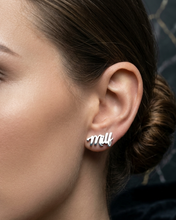 Load image into Gallery viewer, Hot Wife Charms "MILF" Stud Earrings - Stainless Steel Silver (Mirror Finish)