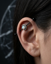 Load image into Gallery viewer, Hot Wife Charms Black Industrial Barbell with Moon Cubic Zirconia - Surgical Stainless Steel