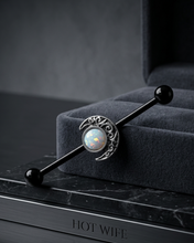 Load image into Gallery viewer, Hot Wife Charms Black Industrial Barbell with Moon Cubic Zirconia - Surgical Stainless Steel