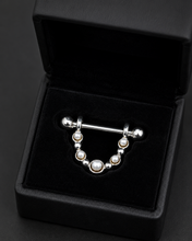 Load image into Gallery viewer, Hot Wife Charms Faux White Pearl Shield Barbell Nipple Ring