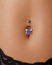 Load image into Gallery viewer, Hot Wife Charms Purple Rhinestone Kitty Cat Belly Button Ring - Surgical Steel