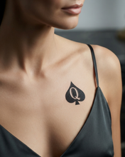 Load image into Gallery viewer, Hot Wife Charms Queen of Spades &amp; Beta of Spades Temporary Tattoos - 6 Per Sheet