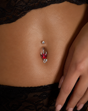 Load image into Gallery viewer, Hot Wife Charms Little Devil Red Cubic Zirconia Heart Navel Belly Button Ring - 316L Stainless Steel