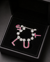Load image into Gallery viewer, Hot Wife Charms Rhinestone "SLUT" Dangle Nipple Ring