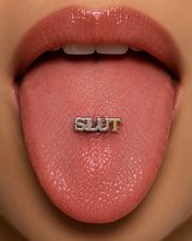 Load image into Gallery viewer, Hot Wife Charms "SLUT" Tongue Ring - Surgical Stainless Steel