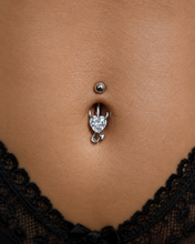 Load image into Gallery viewer, Hot Wife Charms Little Devil Cubic Zirconia Heart Navel Belly Button Ring - Stainless Steel (Red /White)