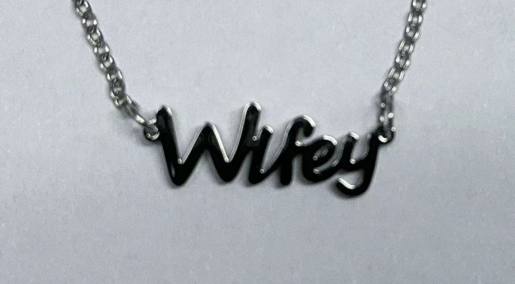 Wifey Necklace, Stainless Steel Silver