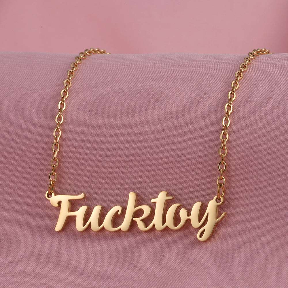 Fucktoy Necklace, Stainless Steel Silver or Gold Finish
