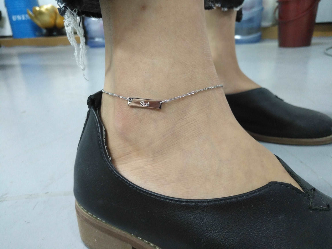 Slut Necklace or Anklet, Stainless Steel