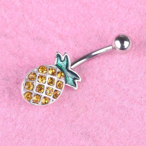Pineapple Navel CZ Inlaid  Zircon Belly Button Ring