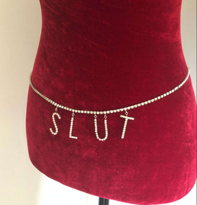 Rhinestone Slut Waist Chain