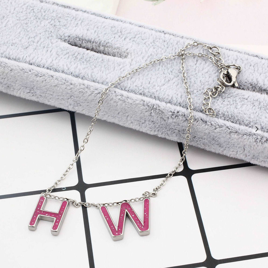 Hotwife HW Necklace or Anklet, Stainless Steel with Rose Enamel
