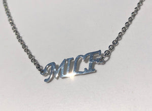 MILF Necklace or Anklet, Stainless Steel with mirror finish silver color - HWC LLC
