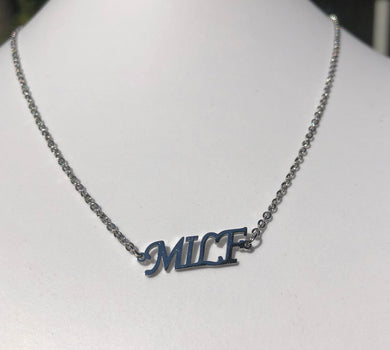MILF Necklace or Anklet, Stainless Steel with mirror finish silver color - HWC LLC