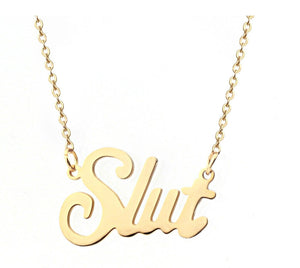 Slut Anklet or Necklace, Stainless Steel with mirror finish gold color