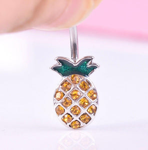 Pineapple Navel CZ Inlaid  Zircon Belly Button Ring