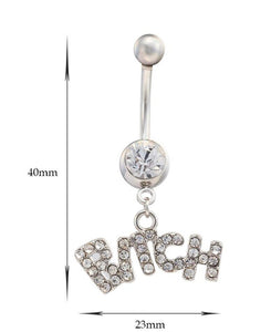 Bitch Dangle Belly Button Ring for Women in Surgical Stainless Steel - HWC LLC