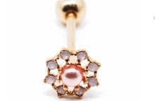 Load image into Gallery viewer, rose gold color tongue jewelry with pink imitation pearl