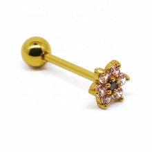 Load image into Gallery viewer, Gold color tongue ring with CZ - HWC LLC