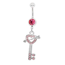 Load image into Gallery viewer, Key charm  Navel Belly Ring with cz