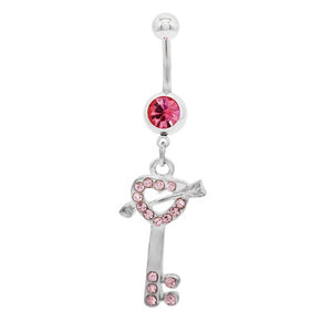 Key charm  Navel Belly Ring with cz