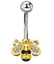 Load image into Gallery viewer, Rhinestone Bumble Bee Belly Button Ring  in Surgical Stainless Steel - HWC LLC