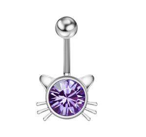 Kitty Cat  Belly Button Ring in Surgical  Steel