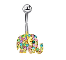 Load image into Gallery viewer, Rhinestone Elephant Belly Button Ring in Yellow or Blue - HWC LLC
