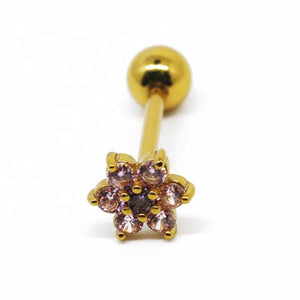 Gold color tongue ring with CZ - HWC LLC