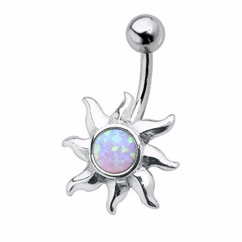 Sun Navel Belly Ring with faux Opal - HWC LLC