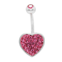 Load image into Gallery viewer, Pink Heart  Navel Belly Ring with cz