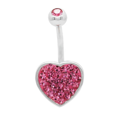 Pink Heart  Navel Belly Ring with cz