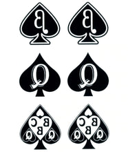 Load image into Gallery viewer, Queen of Spades 6 per sheet Temporary Tattoo